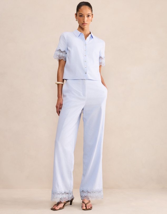 Forever New - Freya Lace Trim Linen Pants