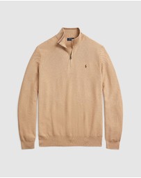 Polo Ralph Lauren - ICONIC EXCLUSIVE - Big & Tall - Mesh-Knit Cotton Quarter-Zip Sweater