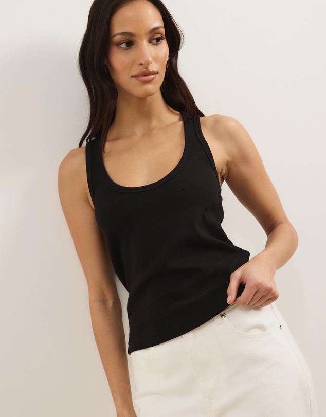 Atmos&Here - Ava Deep Scoop Organic Rib Racer Back Tank Top