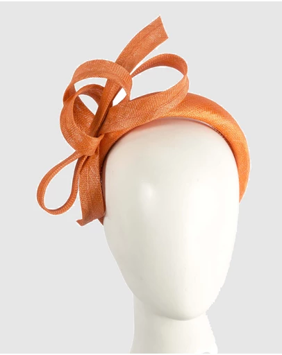 Max Alexander - Orange Sinamay Bow Racing Fascinator Headband