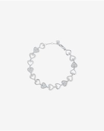 Michael Hill - Cubic Zirconia open and closed Heart Bracelet in Sterling Silver