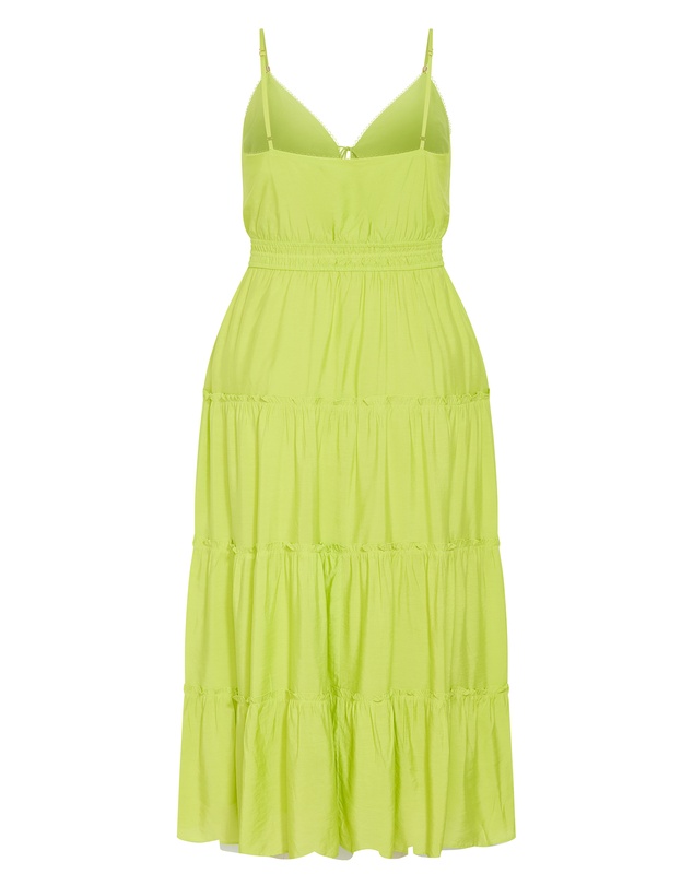 City Chic - Plus Size Amina V Neck Maxi Dress - lime