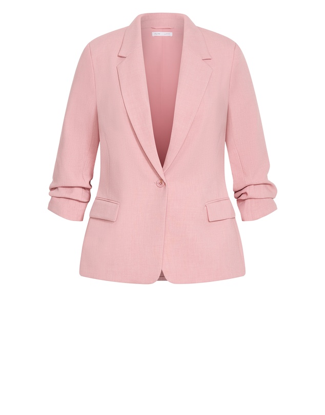 City Chic - Plus size Imogen Gather Sleeve Blazer - baby pink