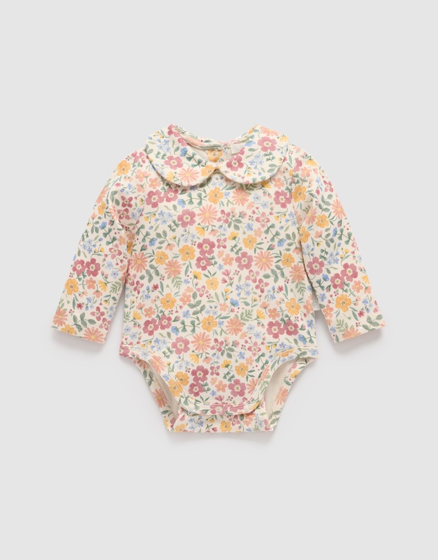 Purebaby - Wild Flower Collar Bodysuit -Kids-Babies