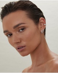 Najo - Moonkiss Silver Huggie Earrings
