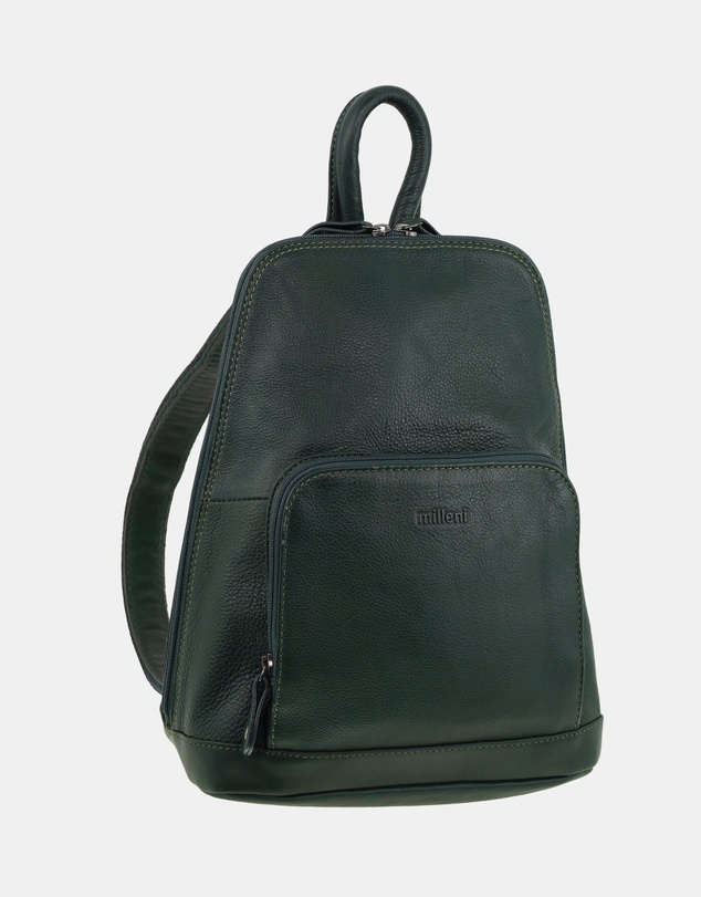 Milleni - Milleni Ladies Genuine Leather Twin Zip Backpack