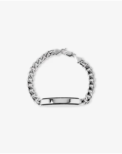 Michael Hill - Men's Silver 21CM Curb Bracelet with 0.33 Carat TW of Black Diamonds