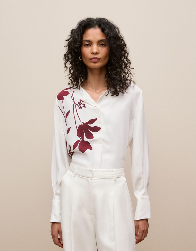 Trenery - Wren Placement Floral Print Blouse in White