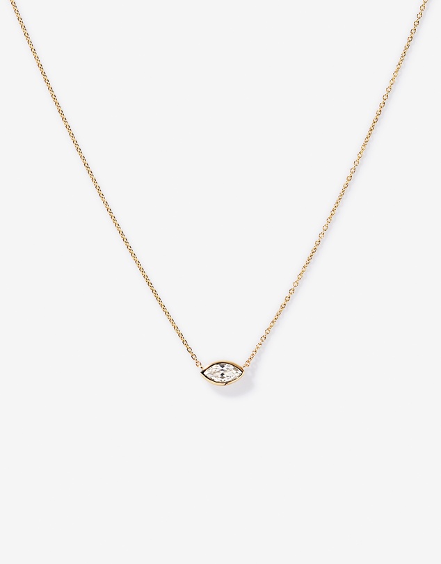 Michael Hill - Marquise Cut White Created Sapphire Bezel Necklace in 10kt Yellow Gold