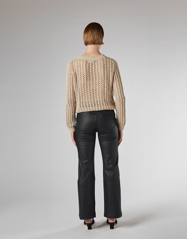DRICOPER DENIM - Misika Coated Black Kick Flare Trousers