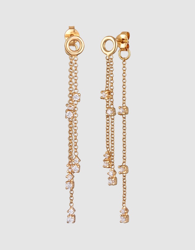 Elli Jewelry - Zirconia Chain Drop Earrings in Gold-Plated 925 Silver