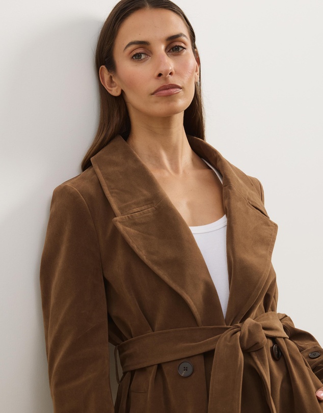 Atmos&Here - Lila Faux Suede Trench Coat