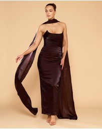 CATHERINE FERRARO - Evangeline Strapless Gown with Scarf