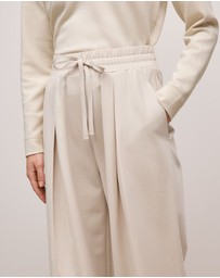 Trenery - Ponte Drawcord Wide Leg Pant in Stone