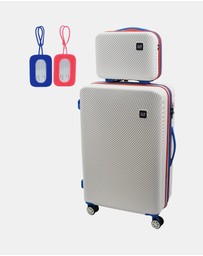 GAP - GAP Stripe Large Hard Shell with Mini Beauty Case Set + Leather Tag