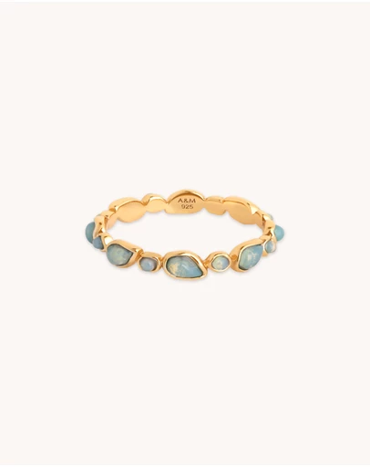 Astrid & Miyu - Opal Pear Bezel 18ct Gold Plated Band Ring