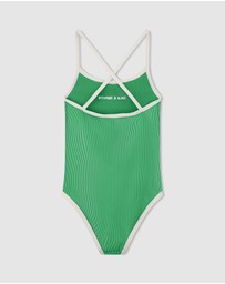 Zulu & Zephyr Mini - Mini Stripe Rib Logo One Piece - Kids