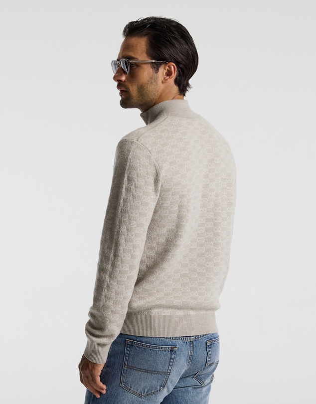 Calibre - Quarter Zip Monogram Jacquard Sweater Stone