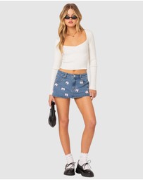 EDIKTED - Misty Scoop Neck Ribbed Top
