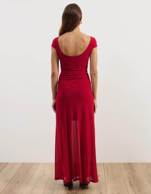Atmos&Here - Rowe Mesh And Jersey Cap Sleeve Maxi Dress