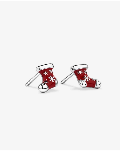 Michael Hill - Christmas Stocking Stud Earrings with Red Enamel in Sterling Silver