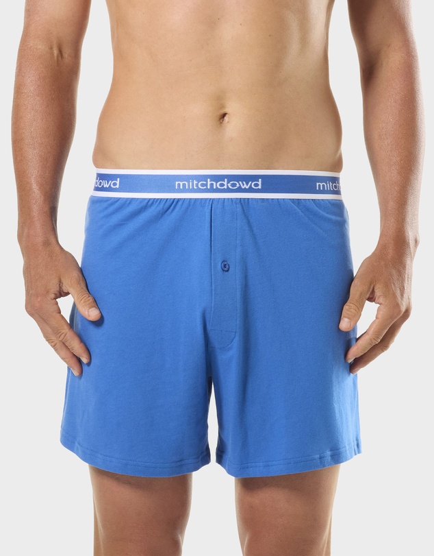 Mitch Dowd - Mens Cotton Knit Boxer Shorts 3 Pack - Blue