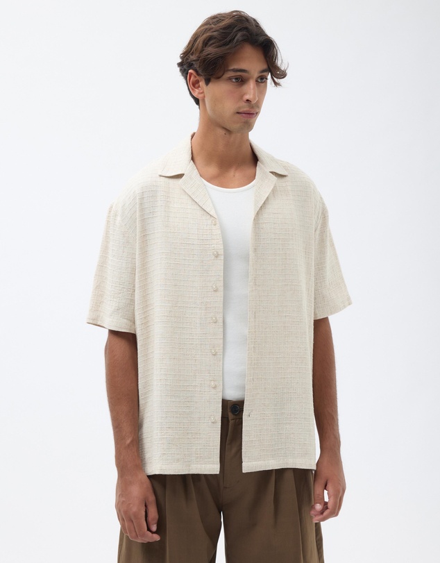 AERE - Linen Check Camp Collar Shirt