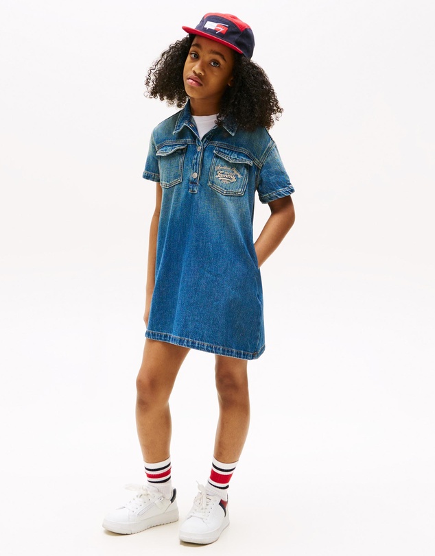 Tommy Hilfiger - Logo Embroidery SS Denim Dress - Teens
