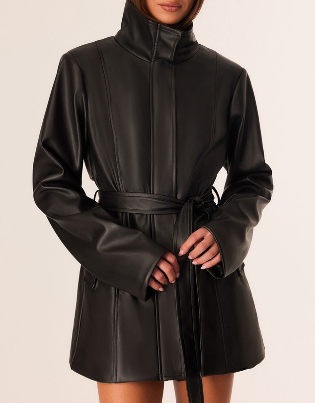 SNDYS - Scarlet Faux Leather Funnel Jacket