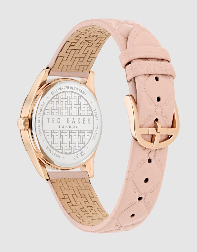 Ted Baker - Coolly Rose Gold-Tone Pink Embossed Leather Watch