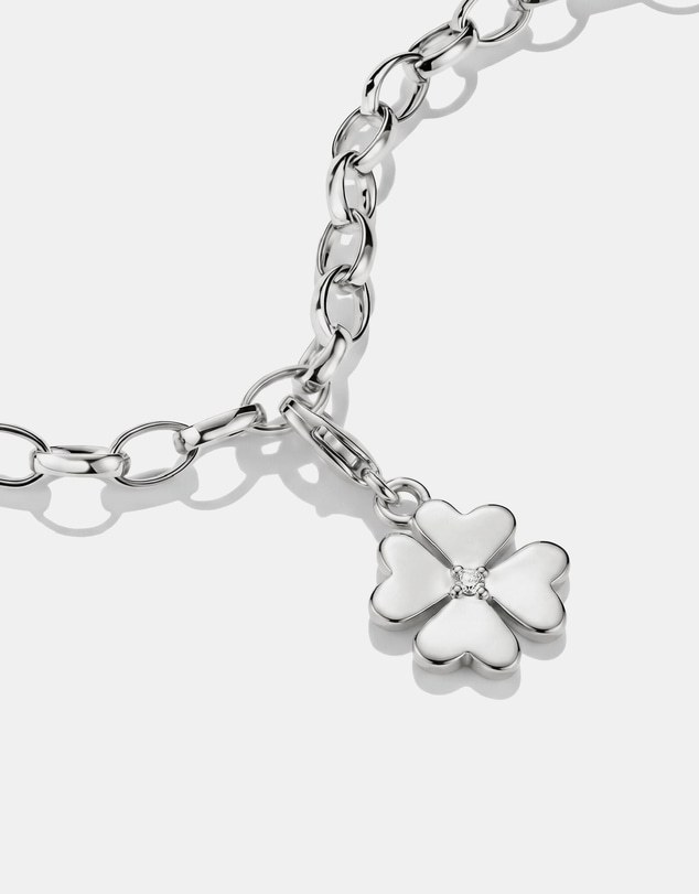 THOMAS SABO - Silver-Plated Four-Leaf Clover Charm with Zirconia Centre Stone