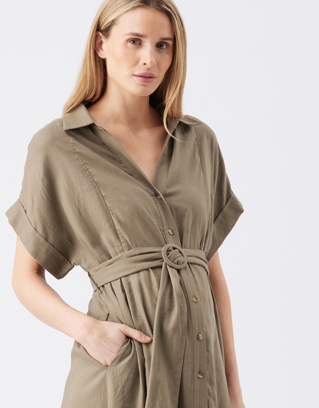 Ripe Maternity - Amy Linen Nursing Shirt Dress