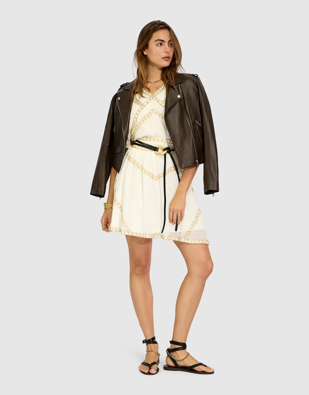 Belle & Bloom - Golden Mark Beaded Trim Mini Dress