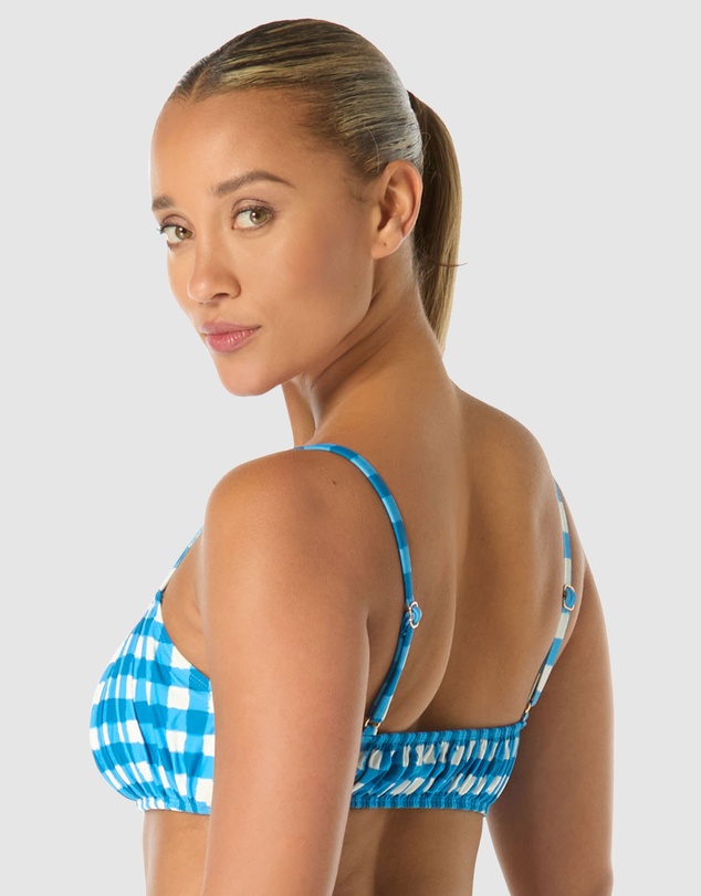 Kate Spade - Gingham Underwired Shirred Bandeau Bikini Top