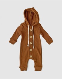 WITH LOVE FOR KIDS - Basics Thick Ribbed Hooded All In One - Babies