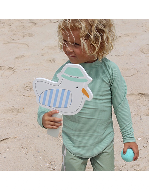 Sunnylife - Kids Velcro Beach Bats Sammy the Seagull Blue Stripe
