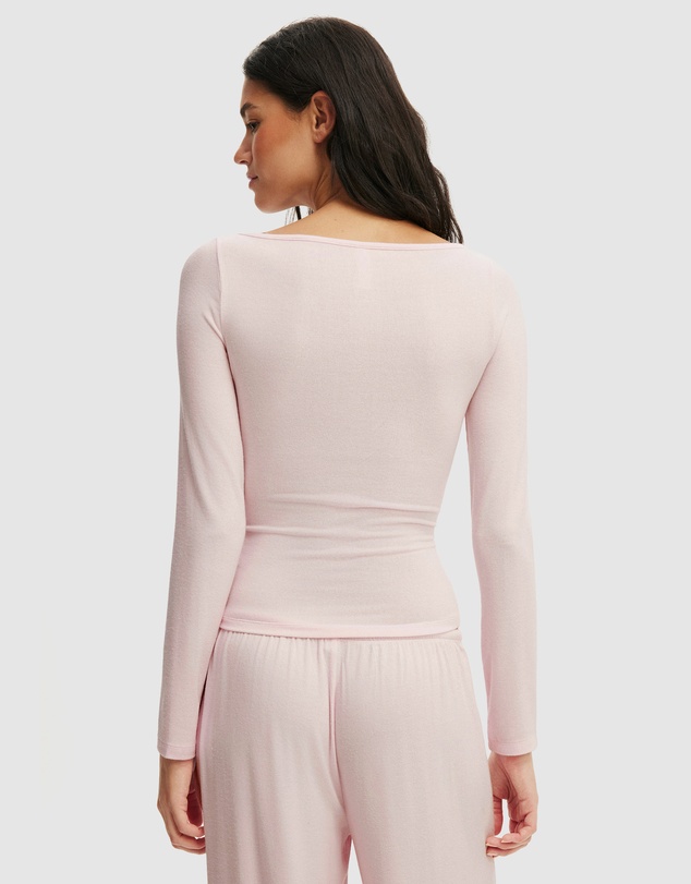 Cotton On Body - Super Soft Boat Neck Henley Long Sleeve Top
