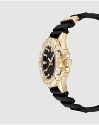 Philipp Plein - Plein Majesty Gold-tone with Crystals 38mm Black Dial and Silicone strap