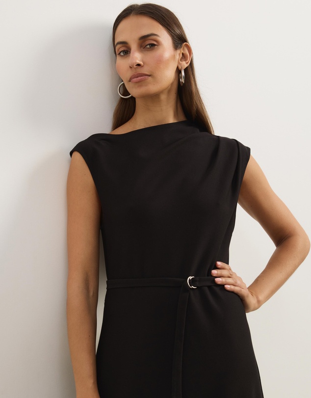 Atmos&Here - Luna Slash Neck Midi Ponte Dress