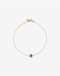 Michael Hill - Pear-Cut White Sapphire and Emerald-Cut London Blue Topaz Toi Et Moi Bracelet in 10kt Yellow Gold
