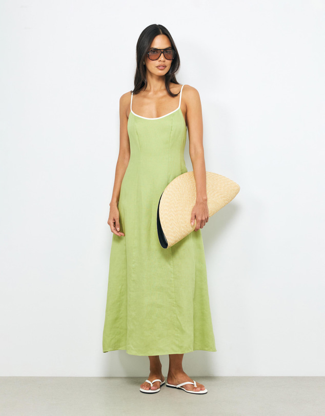 AERE - Miette Contrast Bind Midi Dress