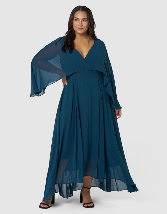 Pink Dusk by Curve Project - Electric Chemistry Cape Maxi Dress