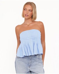 Petal & Pup - Cagnes Strapless Peplum Top - Blue
