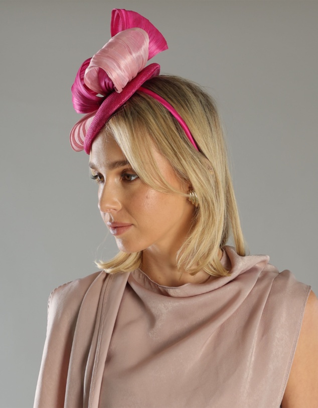 Morgan & Taylor - Heather Fascinator in Hot Pink
