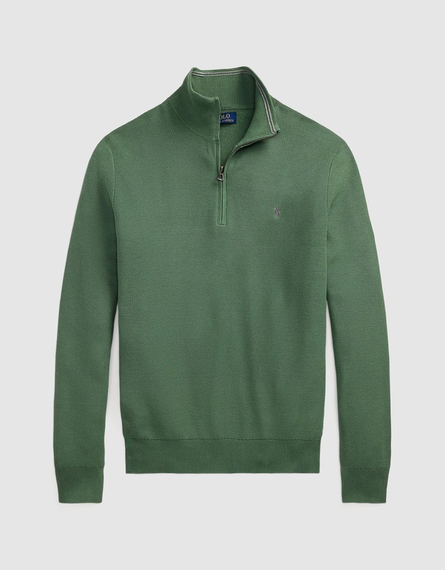 Polo Ralph Lauren - Mesh-Knit Cotton Quarter-Zip Sweater