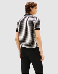 Tommy Hilfiger - Stripe Textured Knit Polo Shirt
