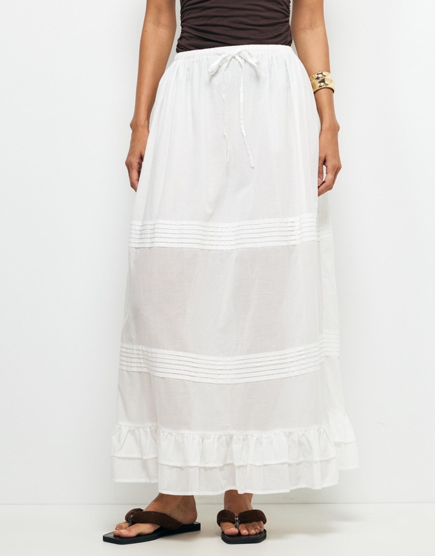 AERE - Tiered Hem Cotton Skirt