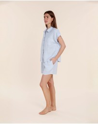 Gingerlilly - Charlotte Blue Linen Pyjama Set