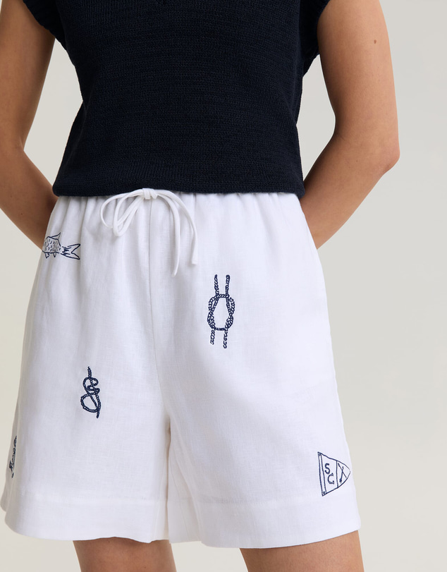 Sportscraft - Ariana Embroidered Linen Short
