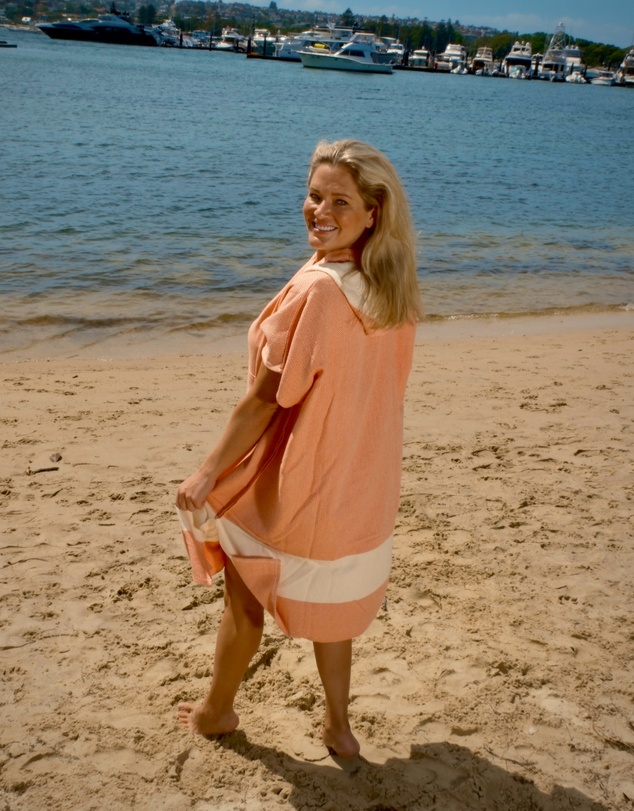 Tolu Australia - Adult Hooded Beach Towel in Orange – Quick-Dry Swim Poncho for Swimming & Surfing